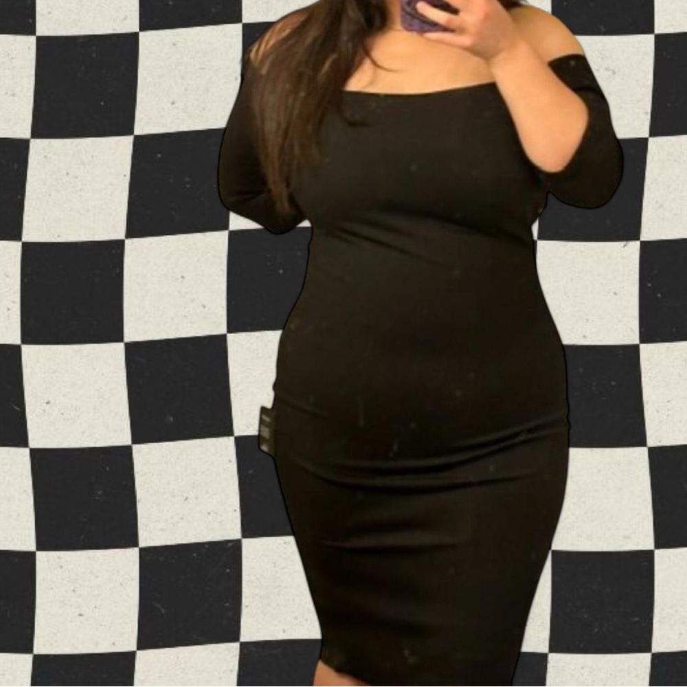 Lulu's Classic Black Off-Shoulder Midi Dress